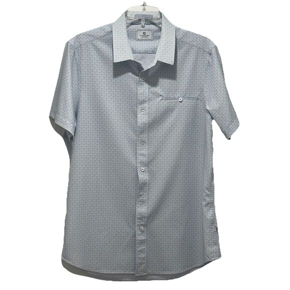 7 Diamonds EUC Palm Woven Shirt Mens M Light Blue 4-Way Stretch SMK-7780 - Picture 2 of 8